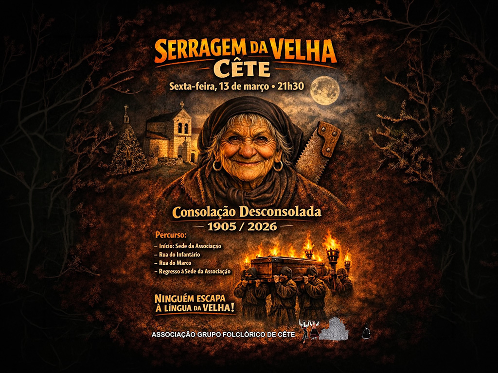 Freguesia de Cête revive tradição da Serragem da Velha na sexta-feira 13 com testamento e cortejo pelas ruas