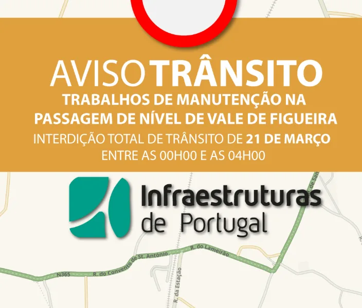 Trabalhos na linha ferroviária cortam trânsito em Vale Figueira este sábado