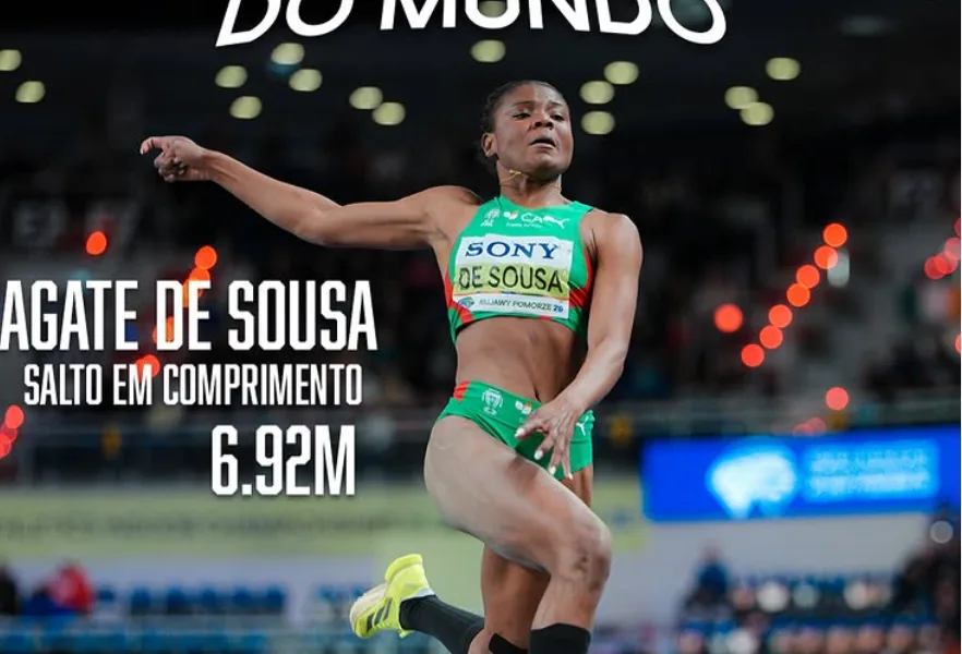 Agate de Sousa conquista ouro mundial no salto em comprimento