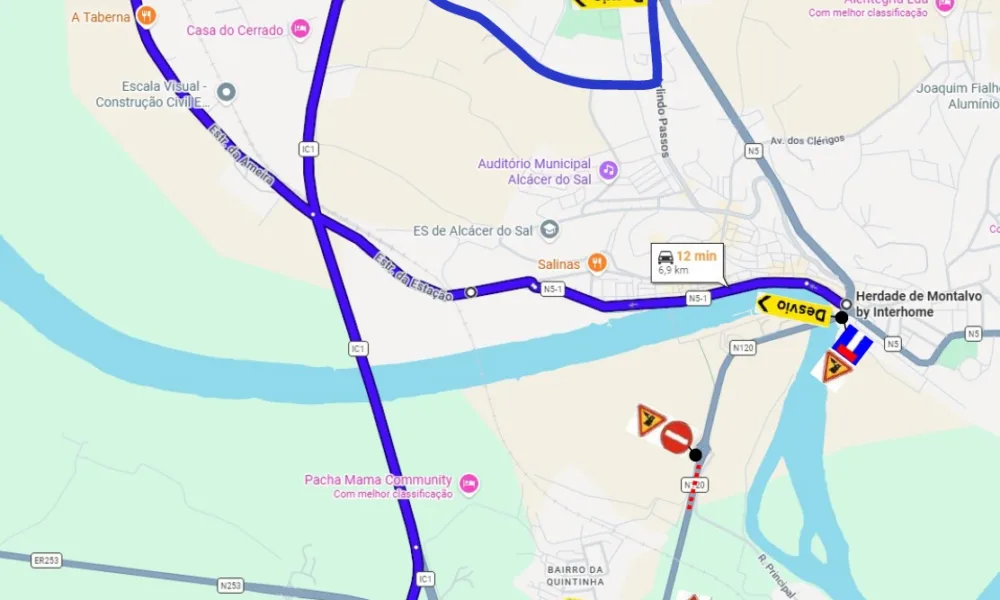 Alcácer do Sal: Aviso de condicionamento de trânsito