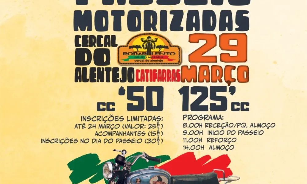 Cercal do Alentejo Recebe 9.º Passeio de Motorizadas este Domingo
