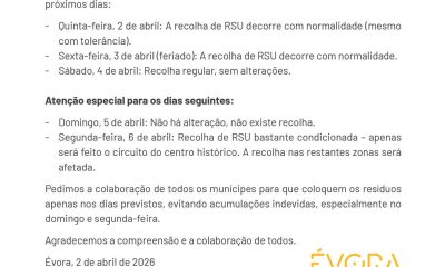Recolha de Resíduos Sólidos Urbanos durante a Páscoa