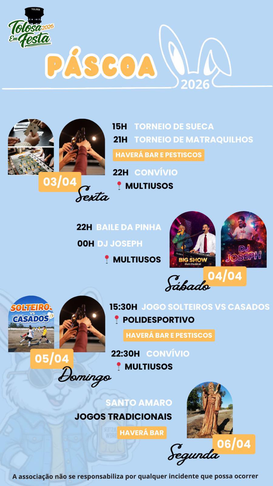 𝑴𝒖𝒏𝒊𝒄𝒊́𝒑𝒊𝒐 𝒅𝒆 𝑵𝒊𝒔𝒂 𝒂𝒑𝒐𝒊𝒂! 

 Páscoa 2026
 Tolosa | 3 a 5 de abril
 Organização: …