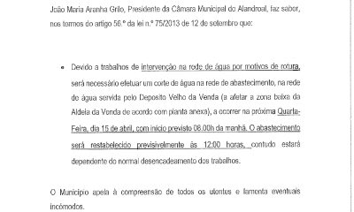 Corte de Água 
 15 de abril 
Zona Baixa, Aldeia da Venda 

#CorteDeAgua
#aldeiad…