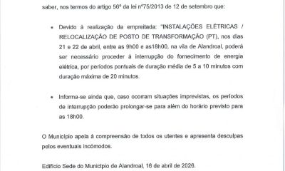 Cortes Pontuais  de Energia 

Devido à realização da empreitada “Instalações Elé…