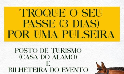Já pode trocar o seu passe geral (3 dias) por uma pulseira no Posto de Turismo …