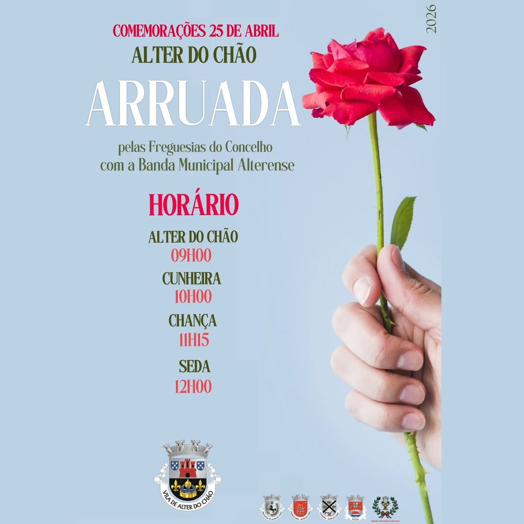 𝗖𝗼𝗺𝗲𝗼𝗿𝗮𝗰̧𝗼̃𝗲𝘀 𝟮𝟱 𝗱𝗲 𝗔𝗯𝗿𝗶𝗹
Arruada pelas Freguesias do Concelho com a Banda Munic…