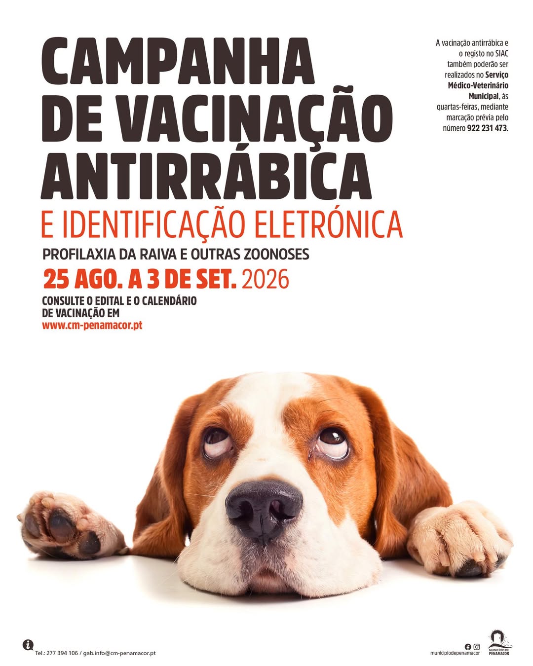 Campanha de vacinação antirrábica e identificação eletrónica

Entre os dias 25 d…