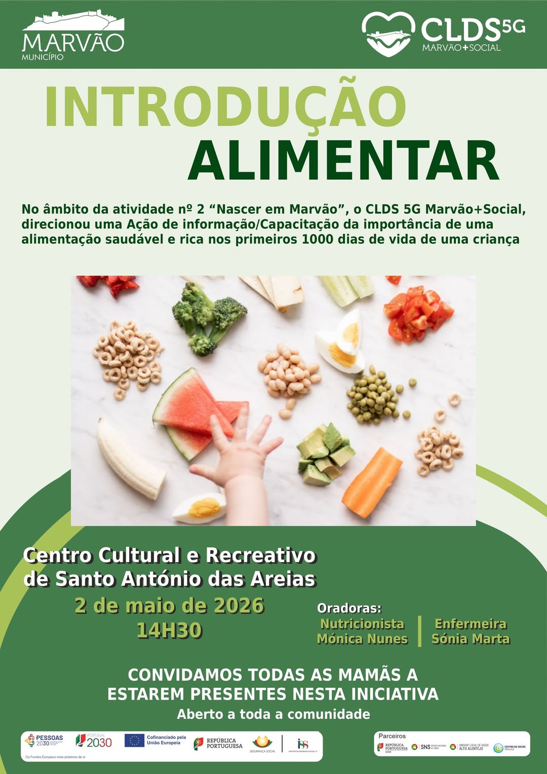 Ação de Informação “Introdução Alimentar” 
 2 de maio (sábado)
 14h30 
 Centro …