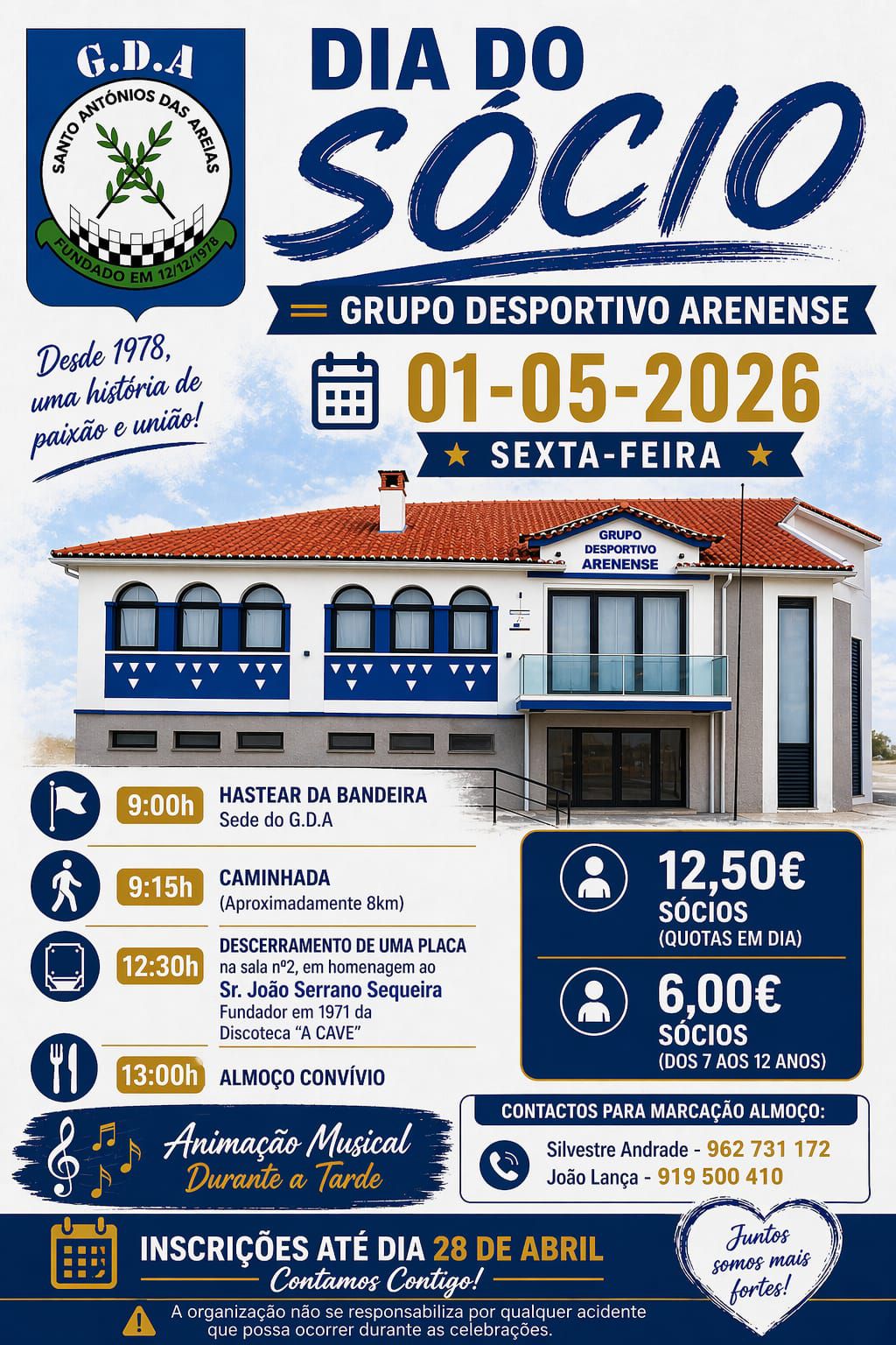 DIVULGAÇÃO – Dia do Sócio do Grupo Desportivo Arenense
 1 de maio (sexta-feira)…