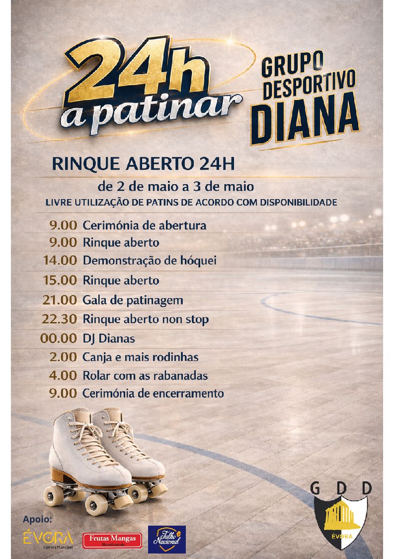 A secção de patinagem do Grupo Desportivo Diana promove, no próximo dia 2 de mai…