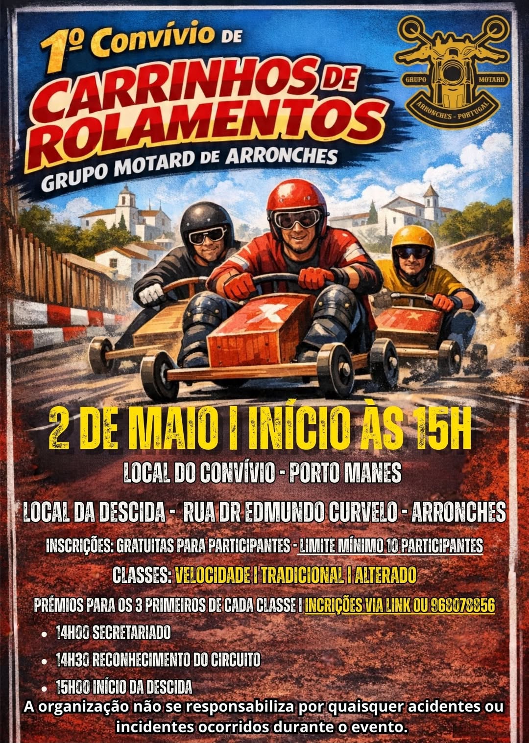 DIVULGAÇÃO

1.º CONVÍVIO DE CARRINHOS DE ROLAMENTOS

Dia 2 de maio (sábado), a p…