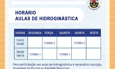 Horários – Aulas de Hidroginástica

Início dia 4 de maio 
Inscrições na Piscina…