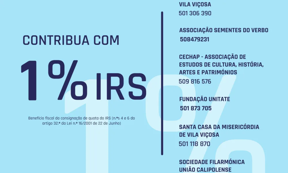IRS SOLIDÁRIO ǀ DONATIVO 1% (SEM CUSTOS ASSOCIADOS)

Caso não tenha feito ainda …