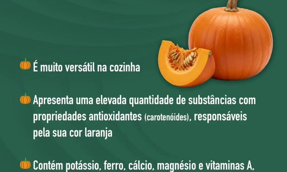 Sabia que a abóbora tem baixo valor calórico, é isenta de gordura e tem uma elev…