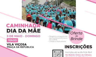ÚLTIMOS DIAS | LEVANTAMENTO DO TICKET
CAMINHADA DIA DA MÃE 2026
Dia 3 Maio (domi…