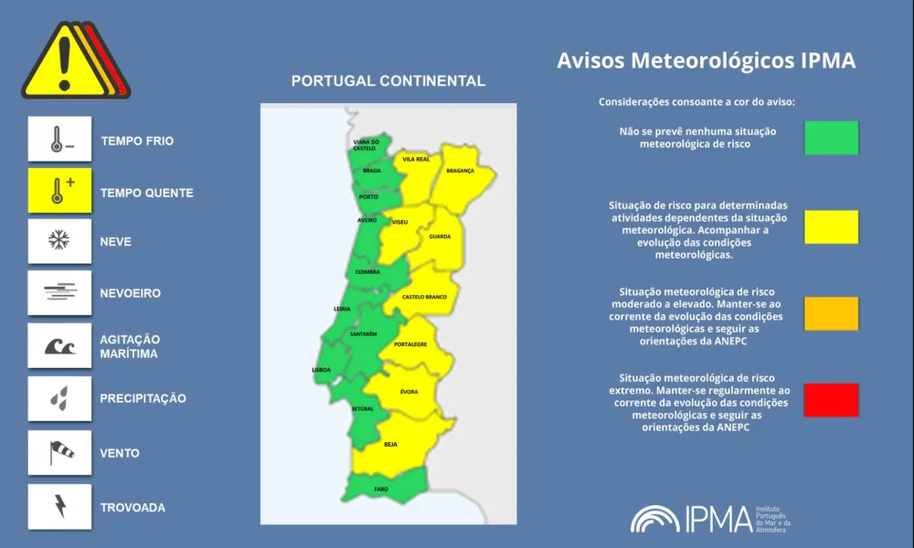 Atenção aos Avisos Meteorológicos em Portugal Continental
   Conheça os avisos e…
