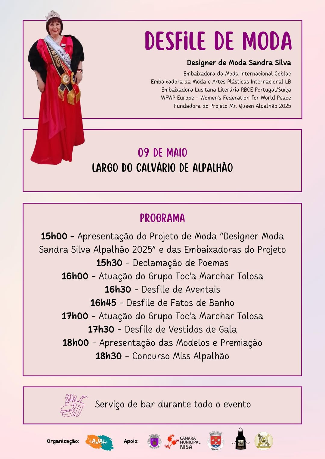 𝑴𝒖𝒏𝒊𝒄𝒊́𝒑𝒊𝒐 𝒅𝒆 𝑵𝒊𝒔𝒂 𝒂𝒑𝒐𝒊𝒂! 

 Desfile de Moda
 Alpalhão | 9 de maio
 Organização:…