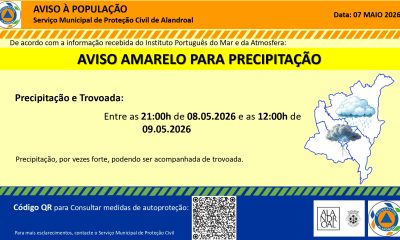 Aviso Amarelo – Precipitação e Trovoada 
 Entre as 21h00 de dia 08/05 e as 12h00…