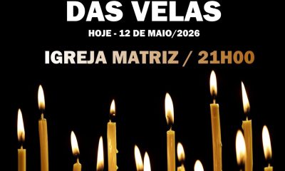 𝗣𝗿𝗼𝗰𝗶𝘀𝘀𝗮̃𝗼 𝗱𝗮𝘀 𝗩𝗲𝗹𝗮𝘀
Hoje, 12 de Maio – 21h00
Igreja Matriz