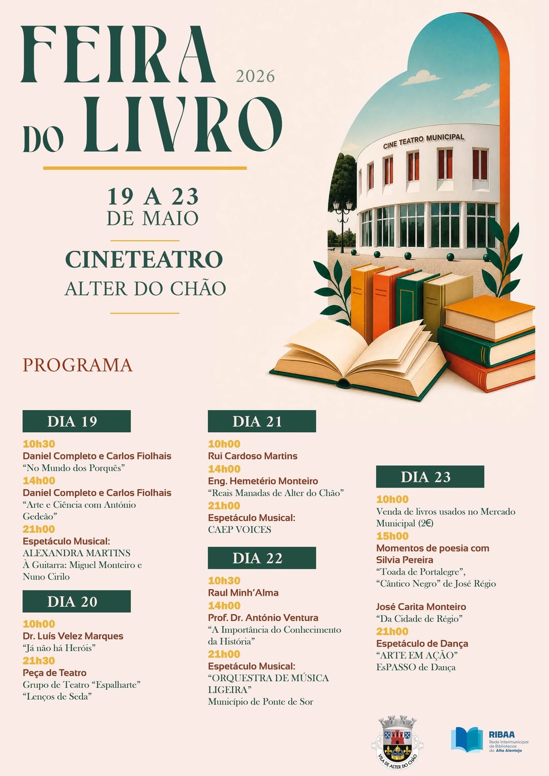 𝑭𝒆𝒊𝒓𝒂 𝒅𝒐 𝑳𝒊𝒗𝒓𝒐 𝟐𝟎𝟐𝟔
  de 19 a 23 de Maio 

 Programa Completa
Cineteatro de Alt…