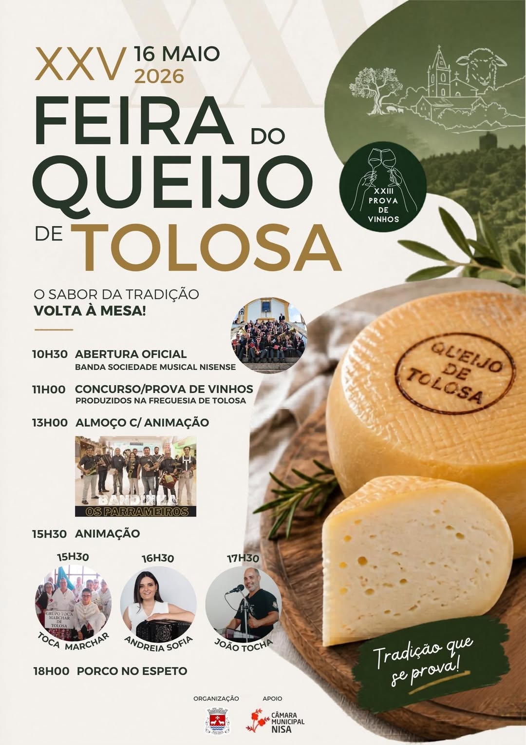 𝑴𝒖𝒏𝒊𝒄𝒊́𝒑𝒊𝒐 𝒅𝒆 𝑵𝒊𝒔𝒂 𝒂𝒑𝒐𝒊𝒂!
XXV Feira do Queijo
Tolosa | 17 de maio
Organiza… 𝑴𝒖𝒏𝒊𝒄𝒊́𝒑𝒊𝒐 𝒅𝒆 𝑵𝒊𝒔𝒂 𝒂𝒑𝒐𝒊𝒂!
XXV Feira do Queijo
Tolosa | 17 de maio
Organiza…