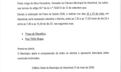 Corte de Trânsito – Alandroal Convida Feira dos CLDS 5G
dia 22 de maio das 7h30 …
