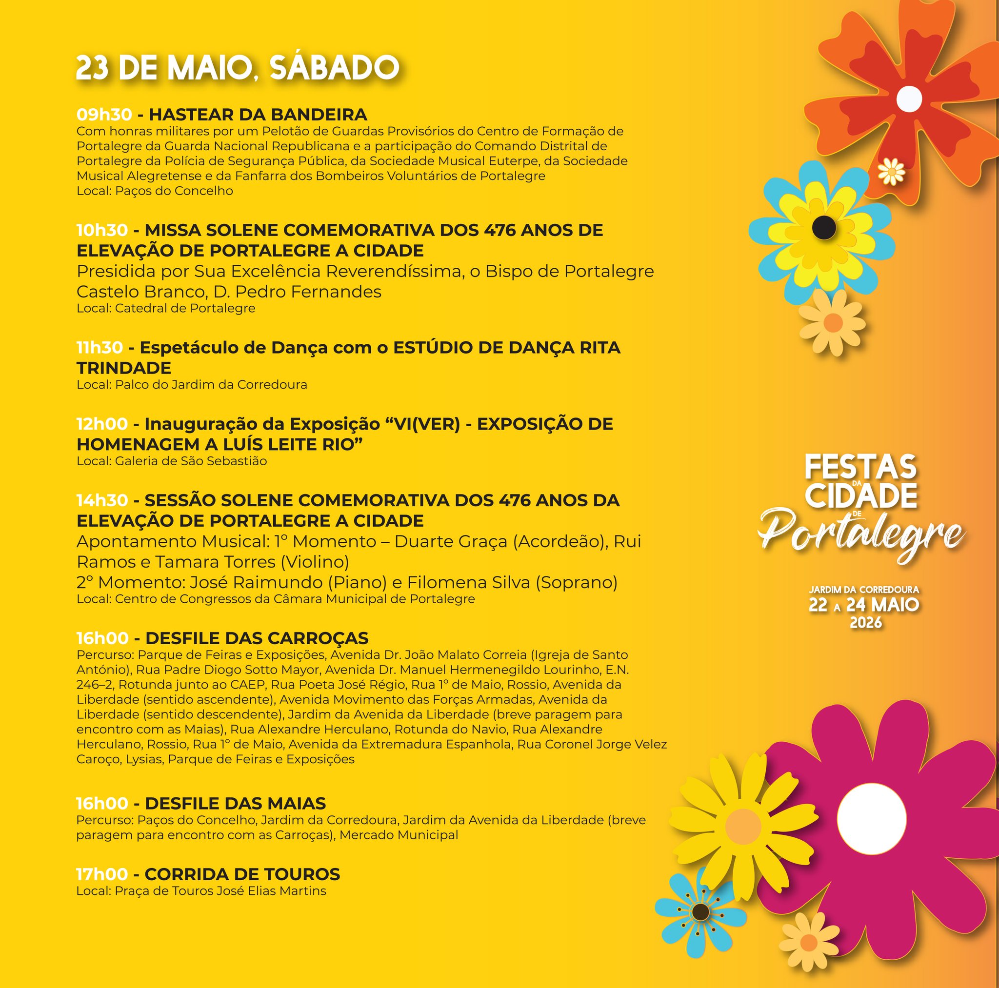 As Festas da Cidade de Portalegre 2026 estão a chegar! 

 No dia 23 de maio, o g…