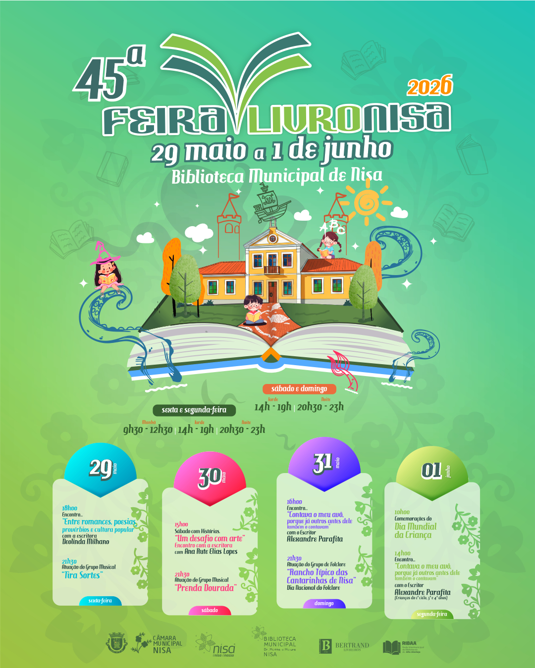 𝐄𝐬𝐭𝐚́ 𝐚 𝐜𝐡𝐞𝐠𝐚𝐫 𝐚 𝟒𝟓ª 𝐞𝐝𝐢𝐜̧𝐚̃𝐨 𝐝𝐚 𝐅𝐞𝐢𝐫𝐚 𝐝𝐨 𝐋𝐢𝐯𝐫𝐨 𝐝𝐞 𝐍𝐢𝐬𝐚
De 29 de maio a 1 de j… 𝐄𝐬𝐭𝐚́ 𝐚 𝐜𝐡𝐞𝐠𝐚𝐫 𝐚 𝟒𝟓ª 𝐞𝐝𝐢𝐜̧𝐚̃𝐨 𝐝𝐚 𝐅𝐞𝐢𝐫𝐚 𝐝𝐨 𝐋𝐢𝐯𝐫𝐨 𝐝𝐞 𝐍𝐢𝐬𝐚
De 29 de maio a 1 de j…