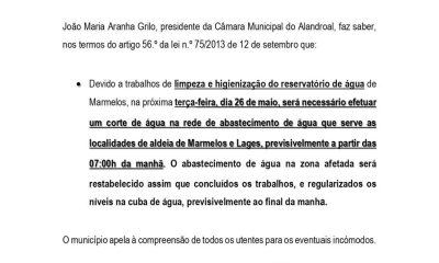 Corte de Água 
 26 de maio 
Aldeia dos Marmelos e Lages  

#CorteDeAgua
#aldeiad…