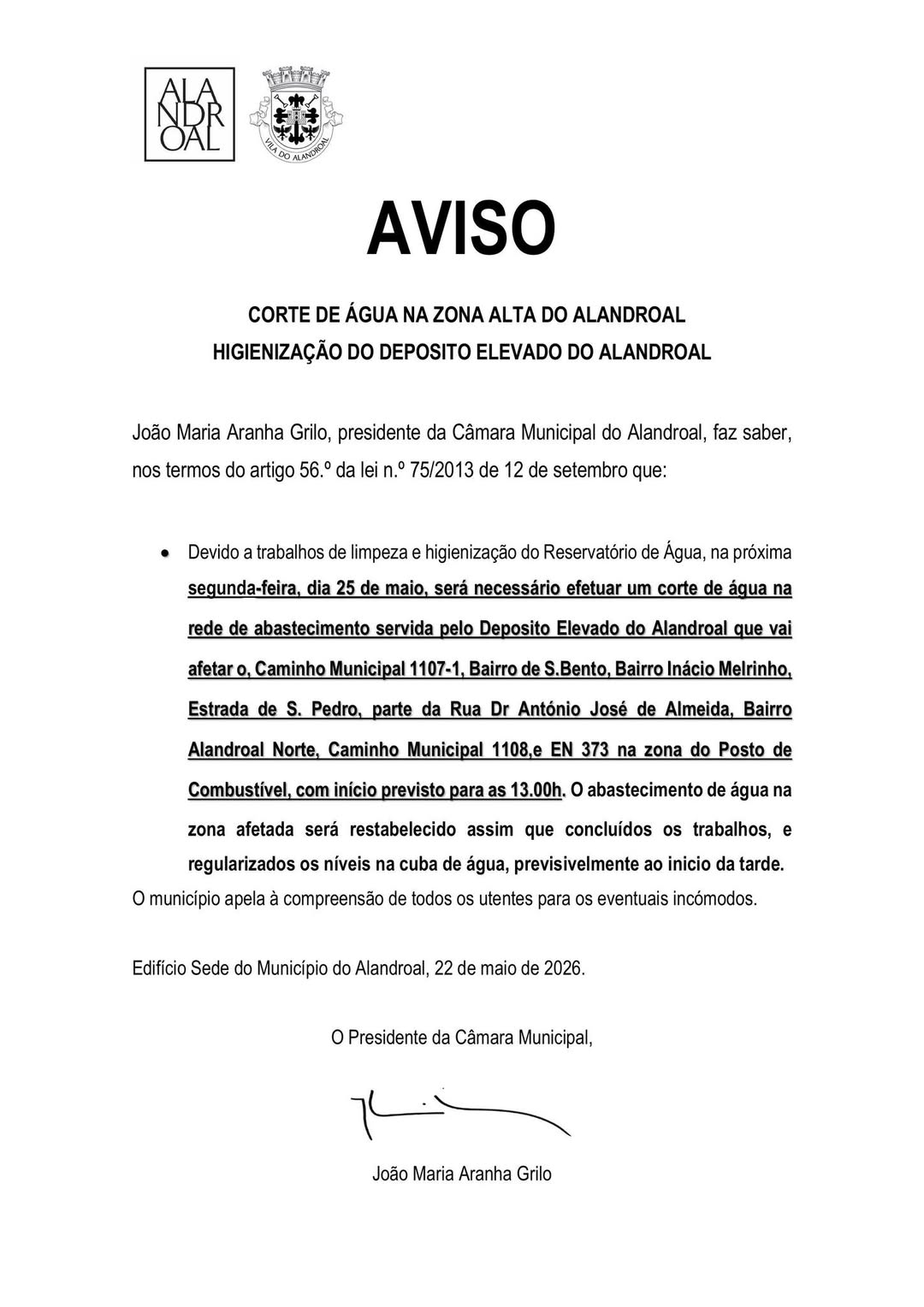 Corte de Água 
 25 de maio 
Zona Alta, Alandroal 

#CorteDeAgua
#alandroal