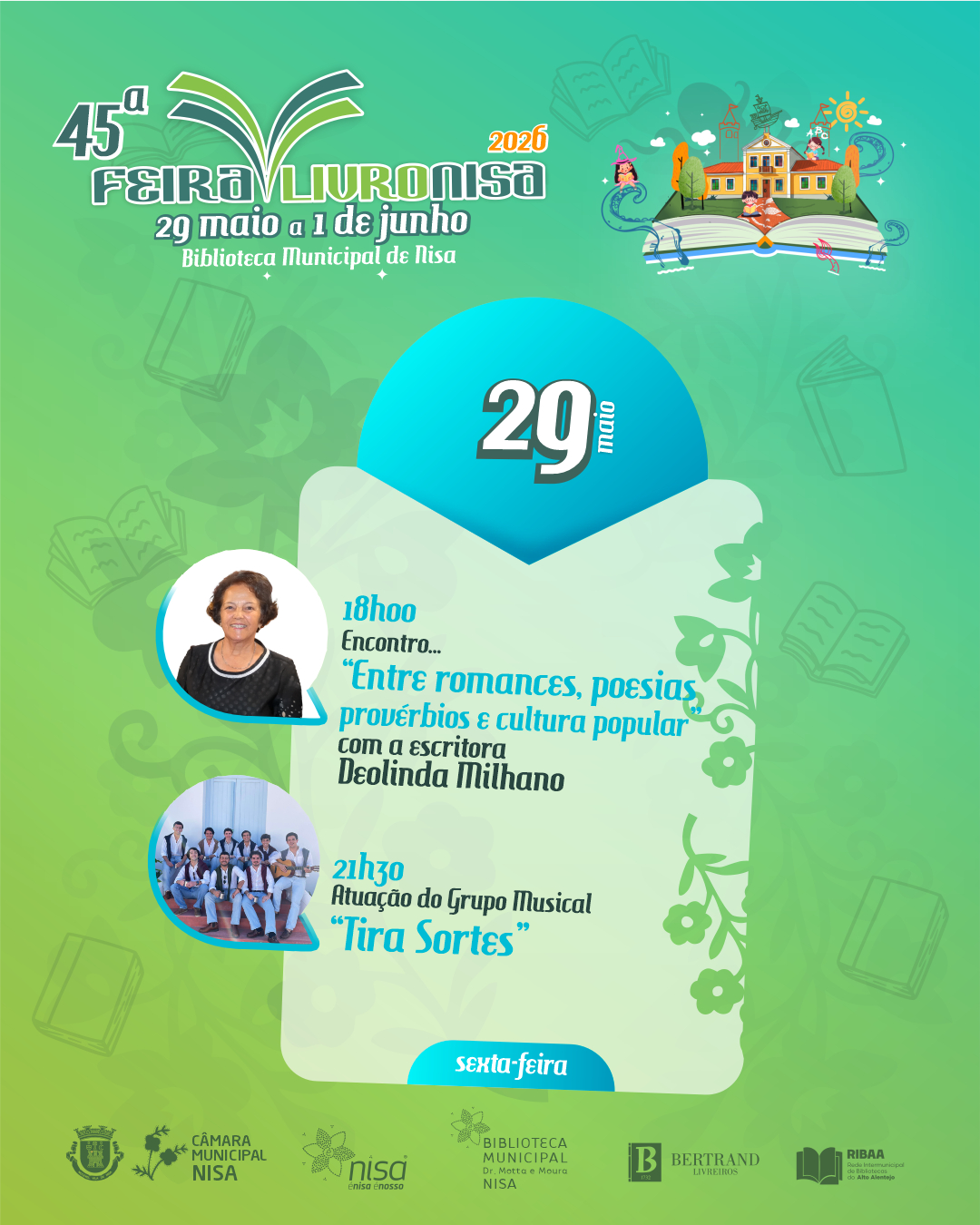 Está oficialmente aberta a 𝟒𝟓ª 𝐅𝐞𝐢𝐫𝐚 𝐝𝐨 𝐋𝐢𝐯𝐫𝐨 𝐝𝐞 𝐍𝐢𝐬𝐚!
A programação deste prim… Está oficialmente aberta a 𝟒𝟓ª 𝐅𝐞𝐢𝐫𝐚 𝐝𝐨 𝐋𝐢𝐯𝐫𝐨 𝐝𝐞 𝐍𝐢𝐬𝐚!
A programação deste prim…