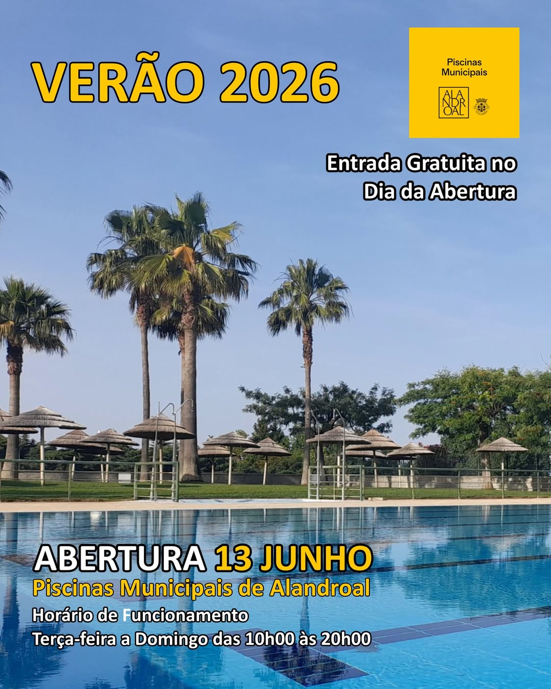 Abertura das Piscinas Municipais – Verão 2026 

13 de junho
 Horário de Funciona…