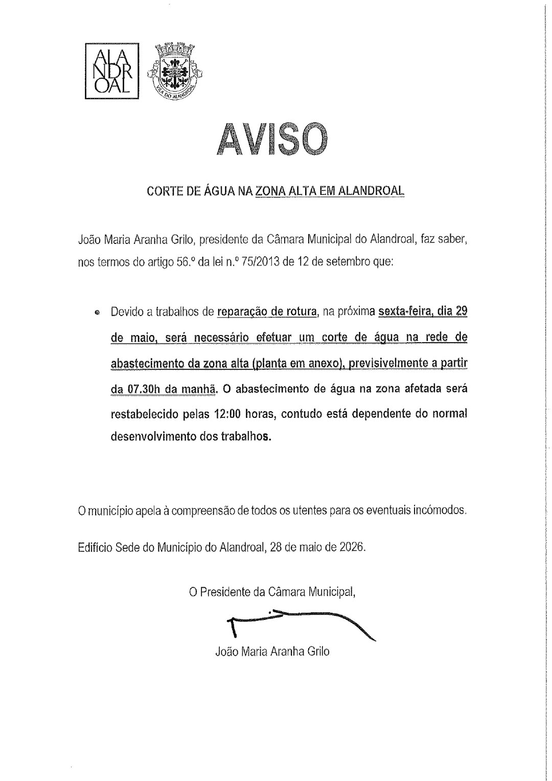 Corte de Água 
 29 de maio 
Zona Alta, Alandroal 

#CorteDeAgua
#alandroal