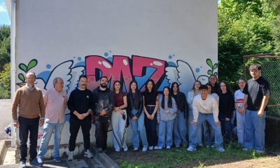 Alunos da Escola Básica e Secundária Lousada Oeste pintaram mural sobre a Paz com artistas do coletivo RUÍDO
