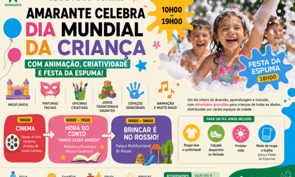 Amarante celebra Dia Mundial da Criança com animação, criatividade e festa da espuma