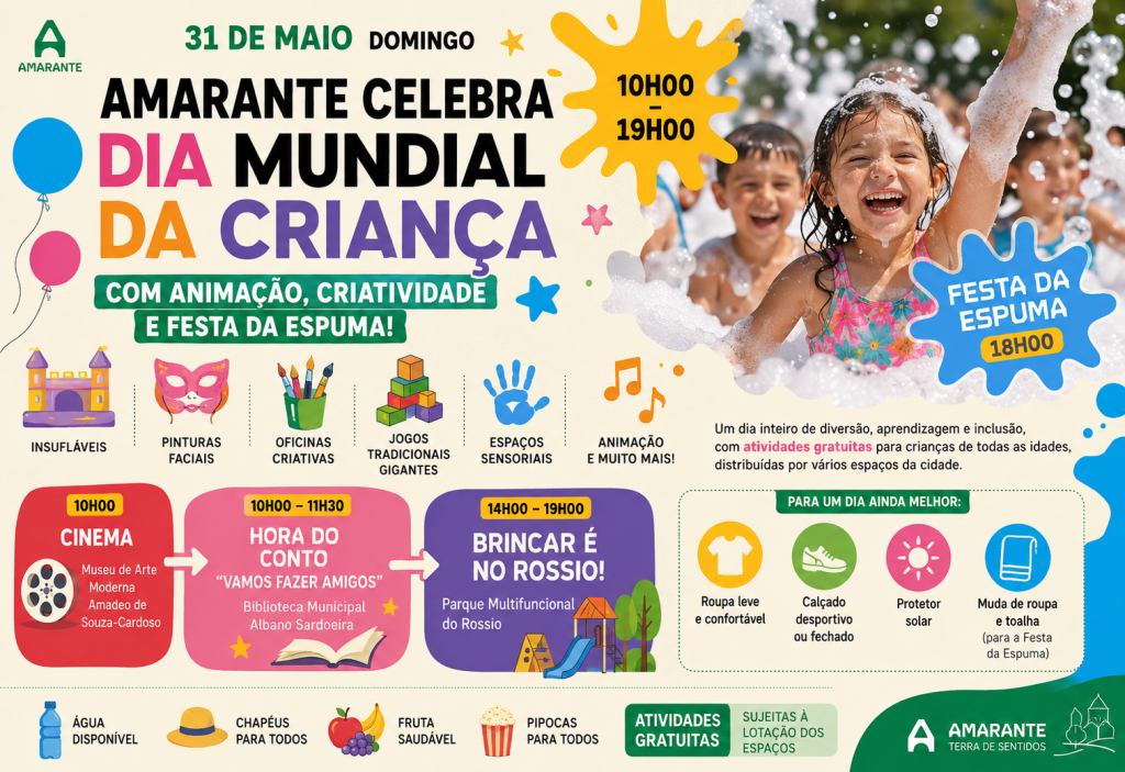 Amarante celebra Dia Mundial da Criança com animação, criatividade e festa da espuma
