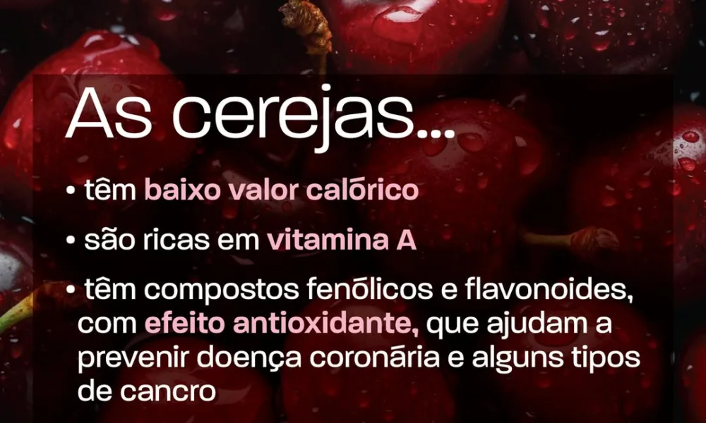 Aproveite a época das cerejas: lave bem, coma na hora ou leve para o lanche. Com…