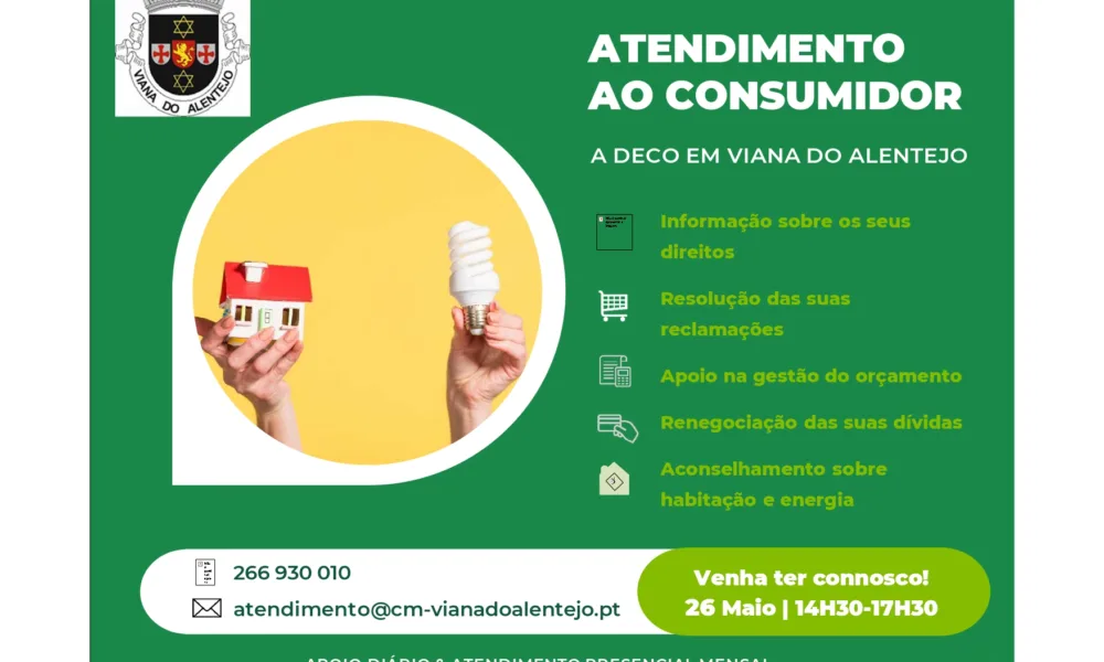 Atendimento DECO  
 26 de maio
 Instalações do Balcão Municipal 
Horário: 14h30 …