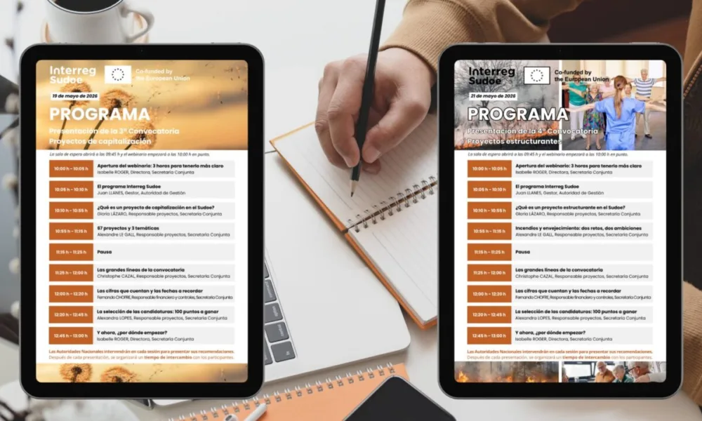 Convocatórias do Interreg Sudoe | Webinars 

Consulte o programas dos próximos w…