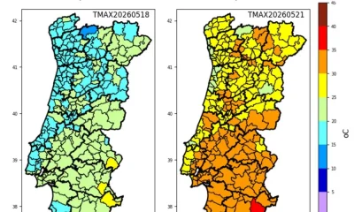 Previsão do estado do tempo – semana de 18 a 24 maio 2026 – Portugal Continenta…