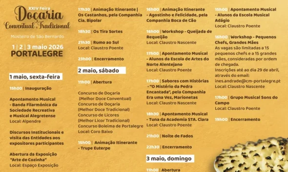 A não perder: XXIV Feira da Doçaria Conventual e Tradicional anima Portalegre até domingo