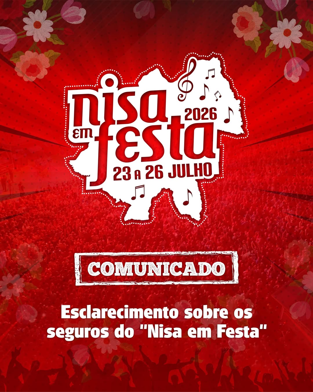 𝐂𝐎𝐌𝐔𝐍𝐈𝐂𝐀𝐃𝐎
ESCLARECIMENTO SOBRE OS SEGUROS DO “NISA EM FESTA”
Nas últimas hor… 𝐂𝐎𝐌𝐔𝐍𝐈𝐂𝐀𝐃𝐎
ESCLARECIMENTO SOBRE OS SEGUROS DO “NISA EM FESTA”
Nas últimas hor…