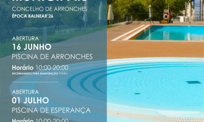 INÍCIO DA ÉPOCA BALNEAR 2026

PISCINA MUNICIPAL MIGUEL LAGARTO, EM ARRONCHES
Abe…