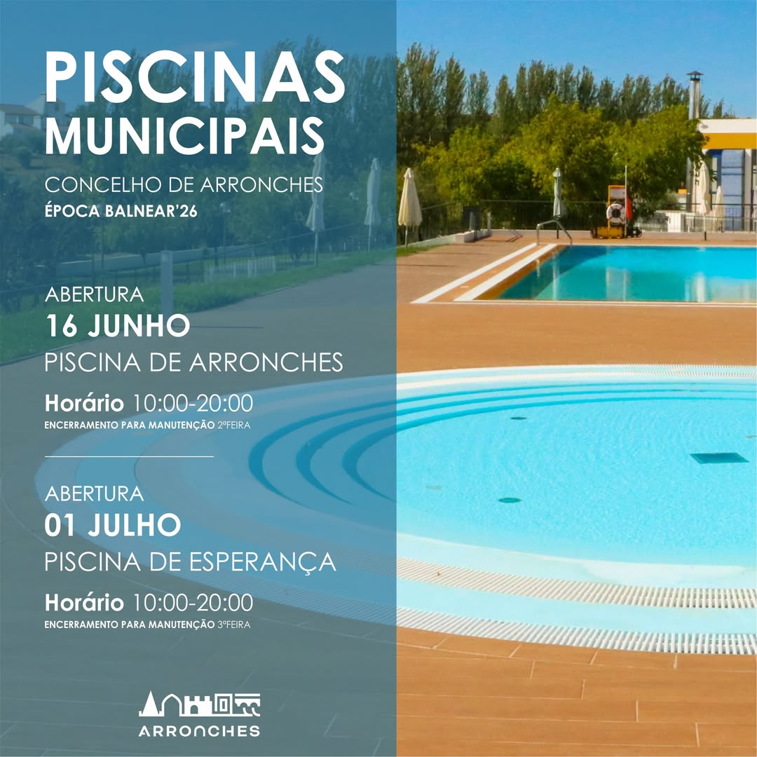 INÍCIO DA ÉPOCA BALNEAR 2026

PISCINA MUNICIPAL MIGUEL LAGARTO, EM ARRONCHES
Abe…