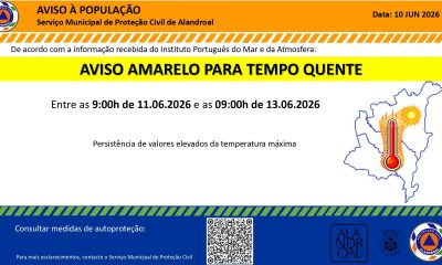 Aviso Amarelo – Tempo quente 
 Entre as 09h00 de dia 11/06 e as 09h00 de dia 13/…