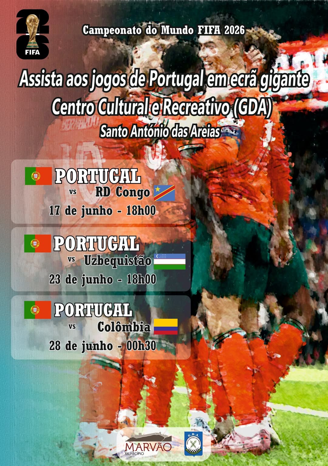 Campeonato do Mundo FIFA 2026  

Assista aos jogos de Portugal, em ecrã gigante…