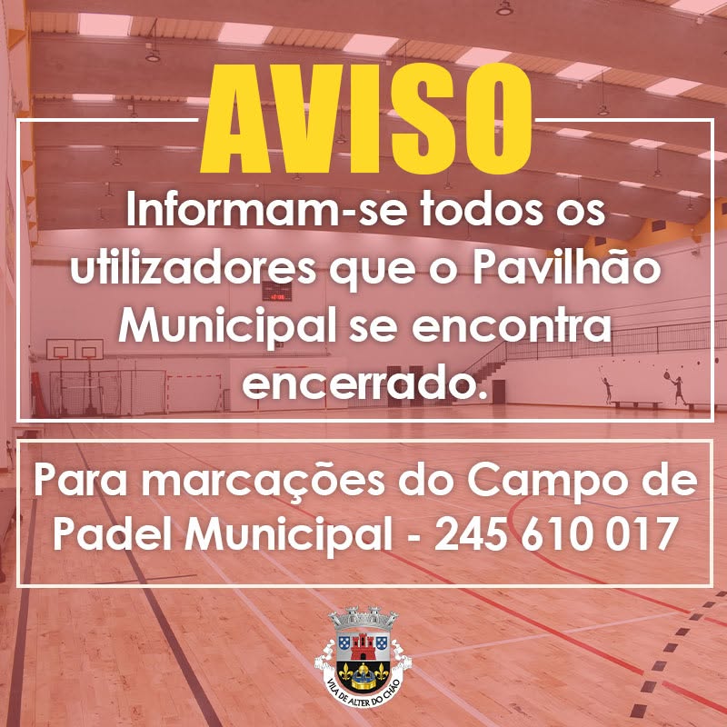𝗔𝗩𝗜𝗦𝗢 –  𝗣𝗶𝘀𝗰𝗶𝗻𝗮 𝗖𝗼𝗯𝗲𝗿𝘁𝗮 𝗲 𝗣𝗮𝘃𝗶𝗹𝗵𝗮̃𝗼 𝗠𝘂𝗻𝗶𝗰𝗶𝗽𝗮𝗹

 𝗜𝗺𝗽𝗼𝗿𝘁𝗮𝗻𝘁𝗲 – Excecionalmente, …