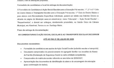 Ação Social Escolar – Ano Letivo 2026/2027 

As candidaturas devem ser entegues …