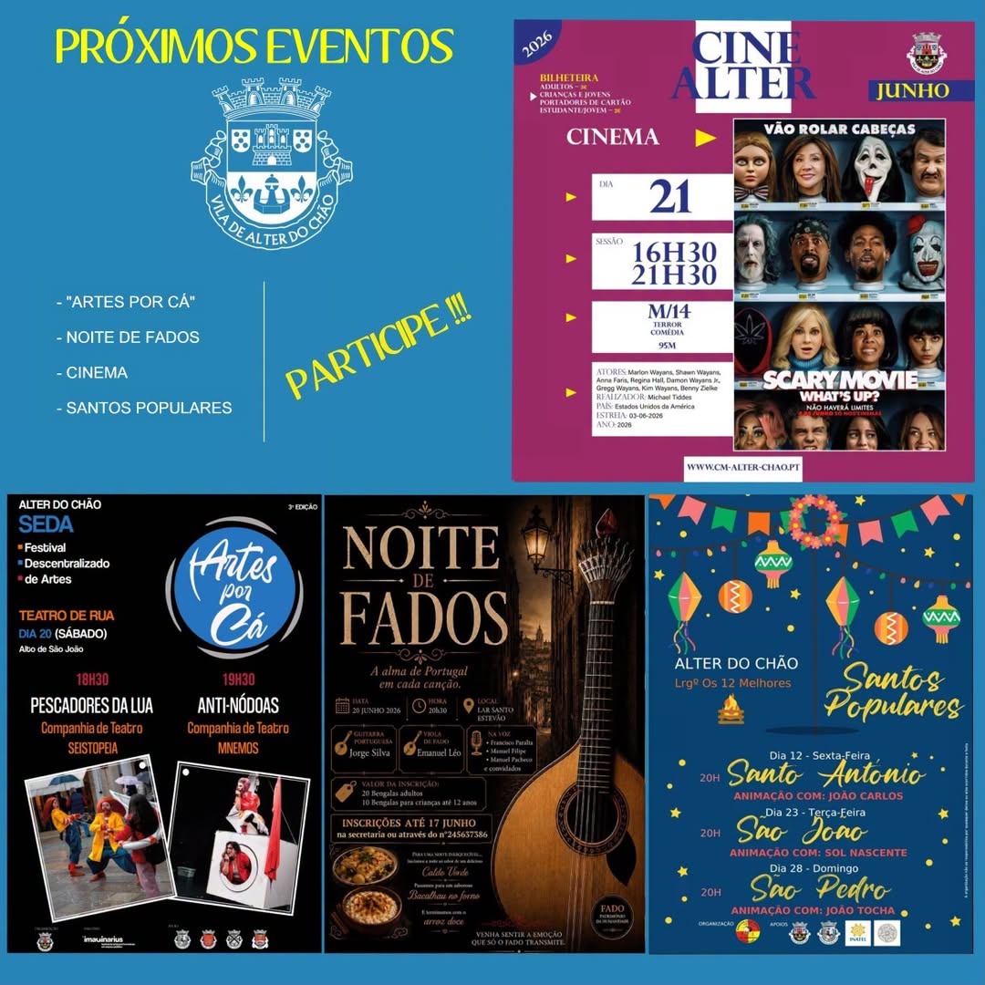 𝗣𝗿𝗼𝘅𝗶𝗺𝗼𝘀 𝗘𝘃𝗲𝗻𝘁𝗼𝘀 𝗻𝗼 𝗖𝗼𝗻𝗰𝗲𝗹𝗵𝗼 𝗱𝗲 𝗔𝗹𝘁𝗲𝗿 𝗱𝗼 𝗖𝗵𝗮̃𝗼 
Fique a conhecer e partilhe os c…